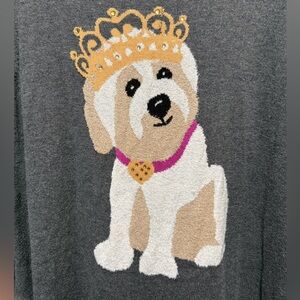 CATHERINE’S Gray Dog Sweater with Crown Bling 1X